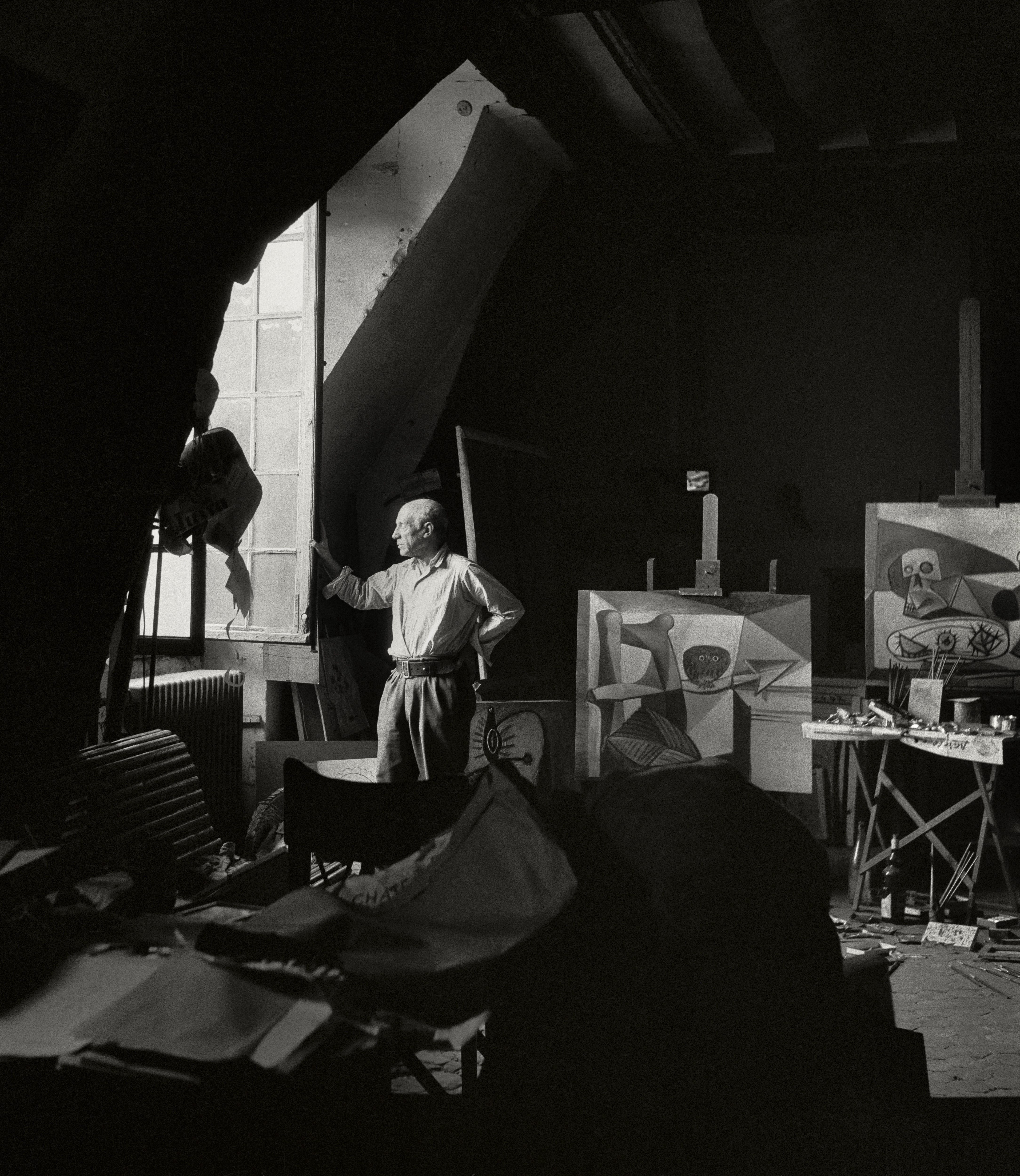 Pablo Picasso in the evening in his studio in Paris 1948 by Herbert List
